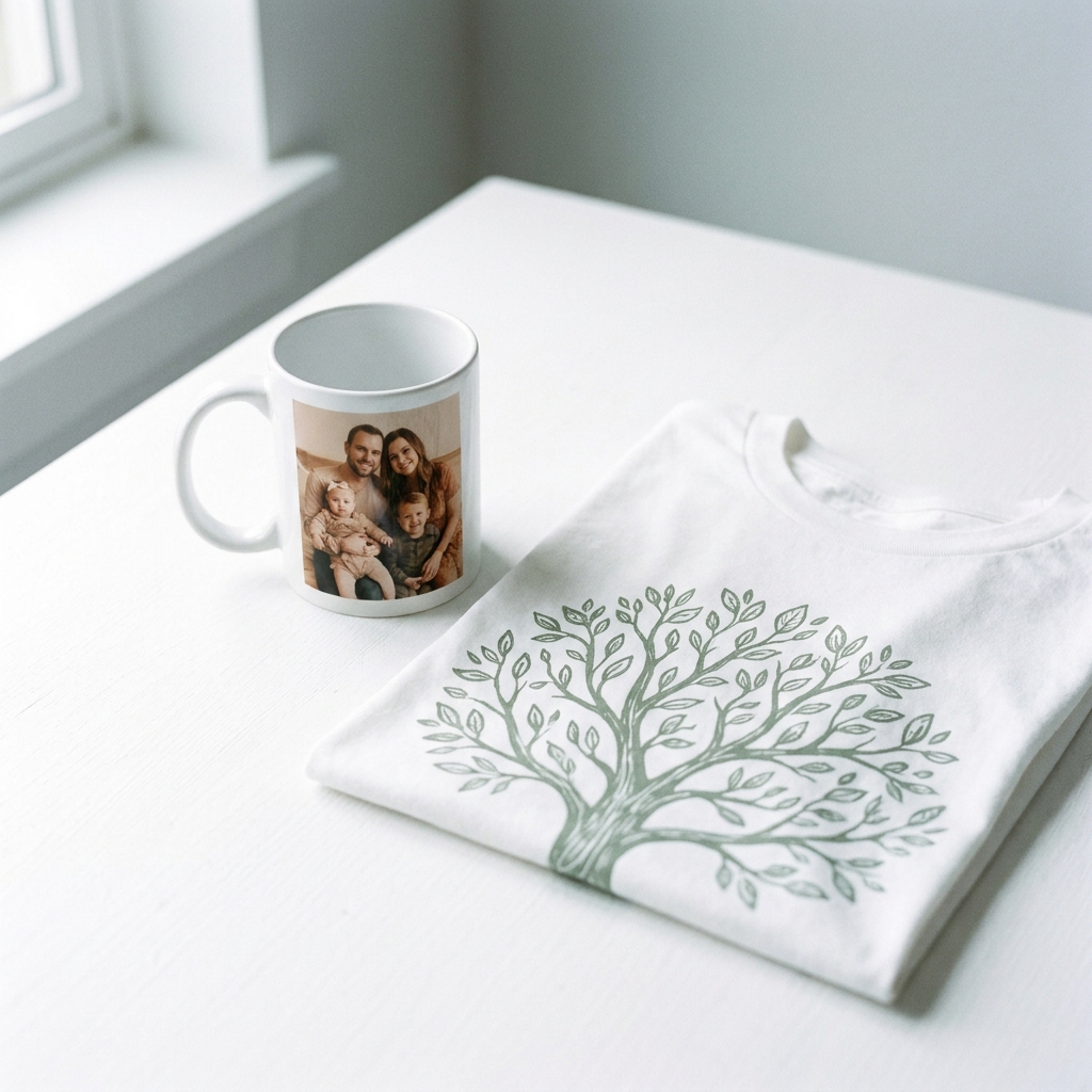 Tazas y camisetas personalizadas para regalos familiares